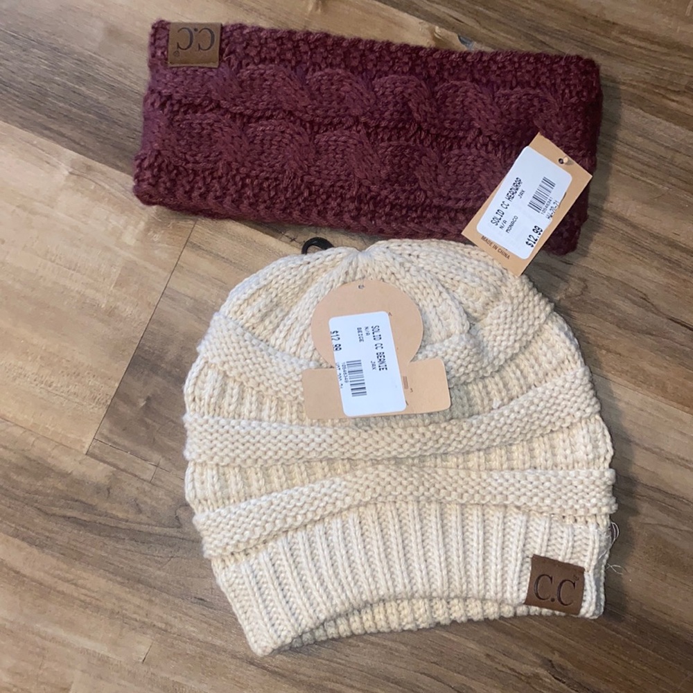 cc girly girl never worn w tags headband & beanie